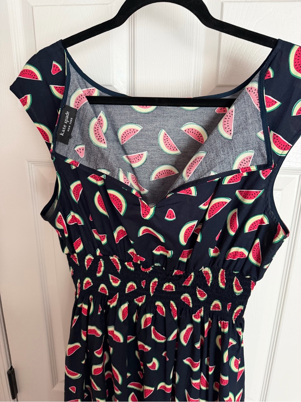 kate spade Navy Watermelon Print Cap-Sleeve Dress - Picture 3 of 5